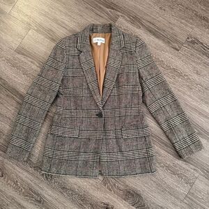 Madewell Women's Plaid Single-Button Blazer in Grey